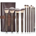 24-Piece Makeup Brush Set with Portable Leather Case - Professional Cosmetics Tools