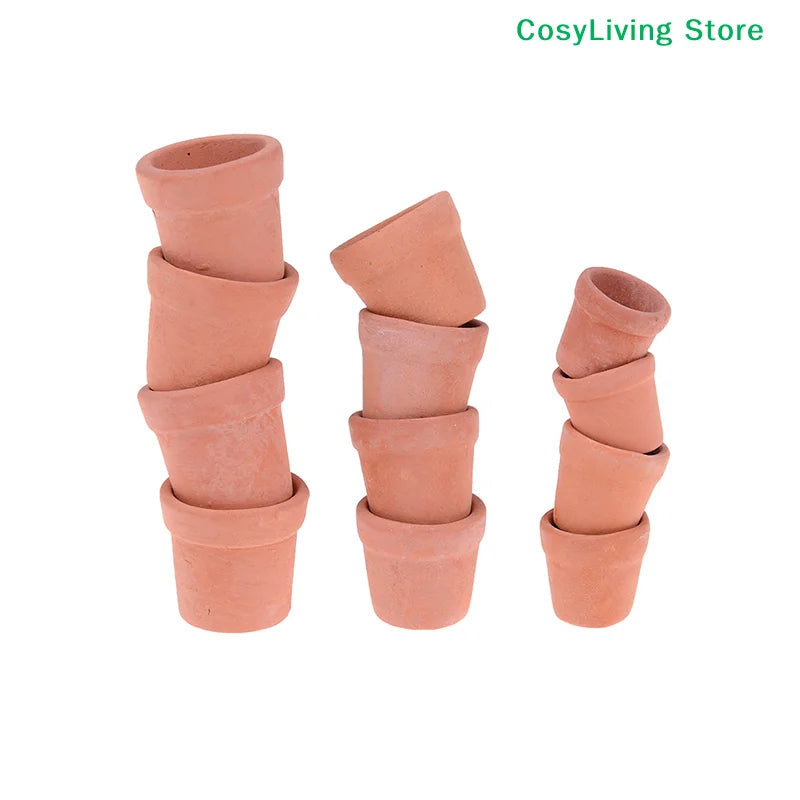 12Pcs Miniature Red Clay Flower Pots for Desktop Garden & Home Decor
