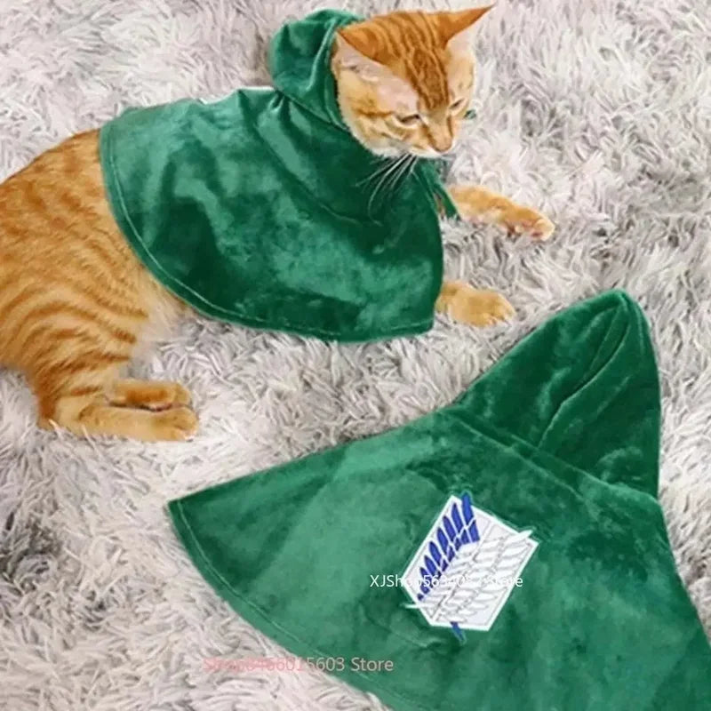 Anime Halloween Attack Titan Pet Cape Dog Cat Costume Cosplay Prop
