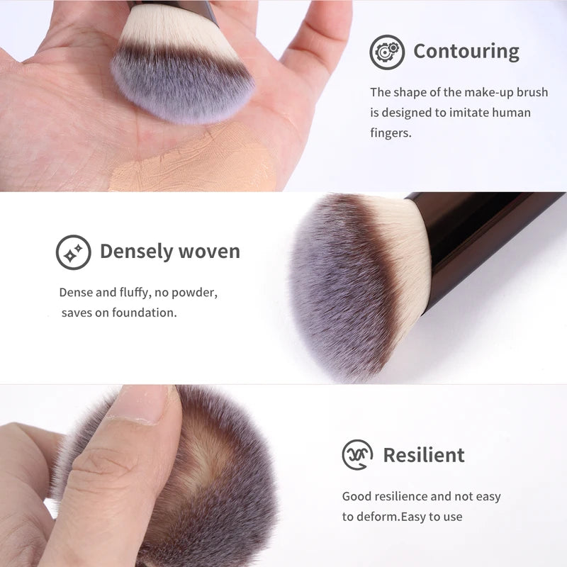 Professional Angled Flat Foundation Makeup Brush for Blending and Sculpting