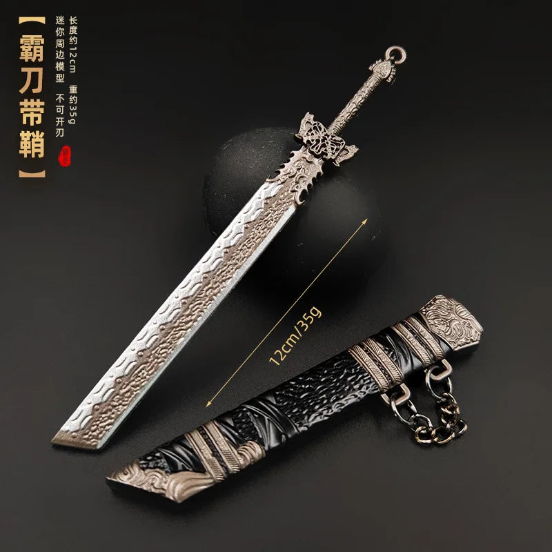Mini Ancient Sword Metal Keychain Retro Chinese Cold Weapon Pendant Collectible
