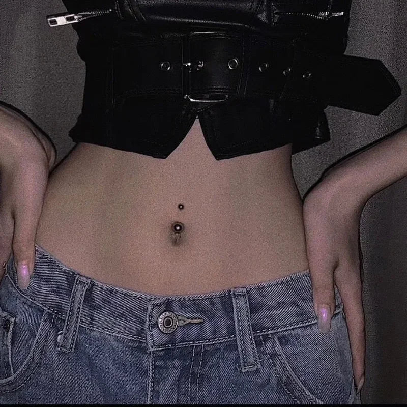 Titanium Belly Piercing Navel Ring 14G Gothic Waist Bead Jewelry