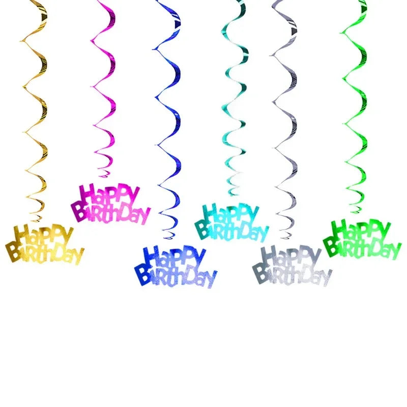 Colorful Happy Birthday Spiral Hanging Decorations Ceiling Streamers Party Supplies