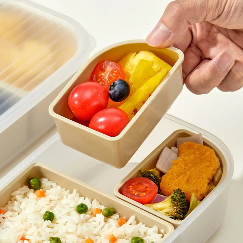 Stackable Plastic Lunch Box with Detachable Compartments for School and Office