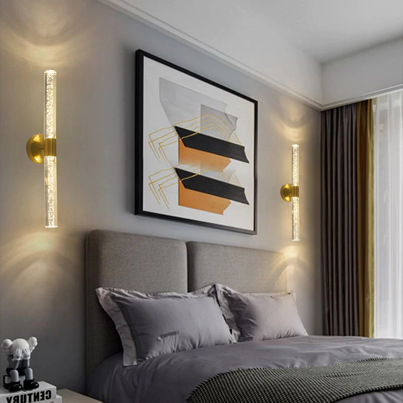 Modern Wall Lamp for Living Room & Bedroom - Nordic Style LED Wall Light with Copper & Acrylic Shade