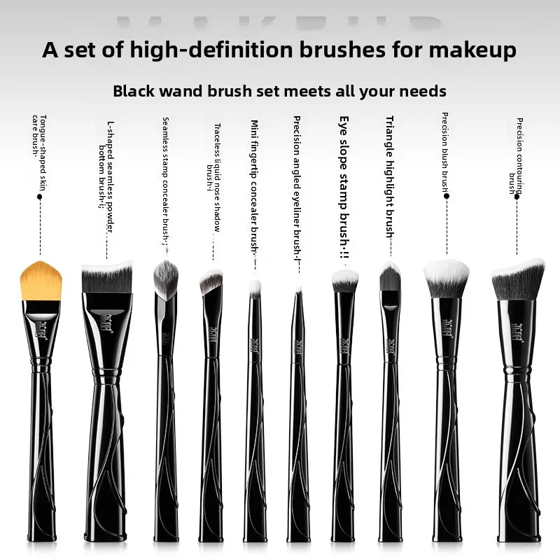 Makeup Brush Set 10 Pcs - Soft Eye Shadow, Foundation, Contour & Highlight Tools