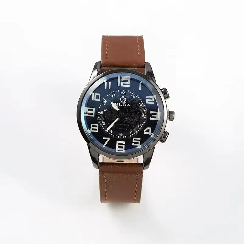 Men's Leather Quartz Wristwatch - Business Casual Elegant Men's Watch
