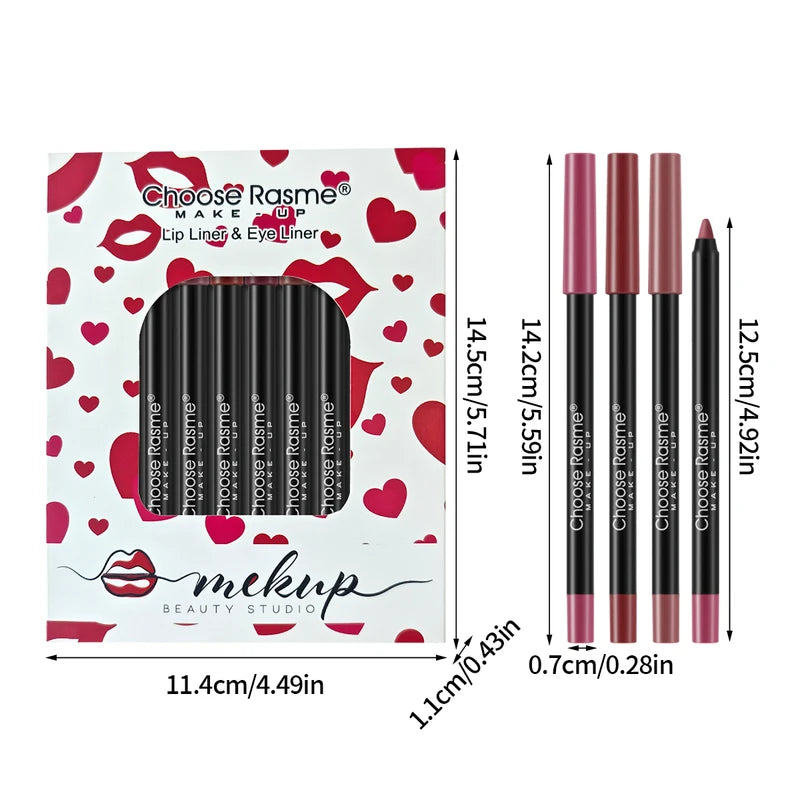 12-Piece Lip Liner Pencil Set Waterproof Matte Lipstick & Lip Tint