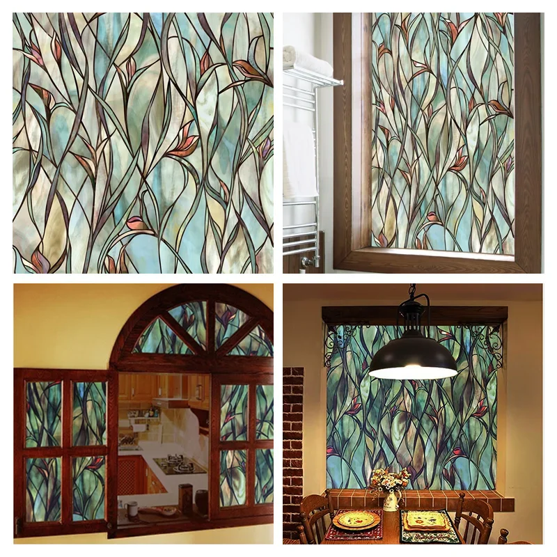 Decorative Window Privacy Film - Stained Glass Vinyl Stickers for Glass & Windows