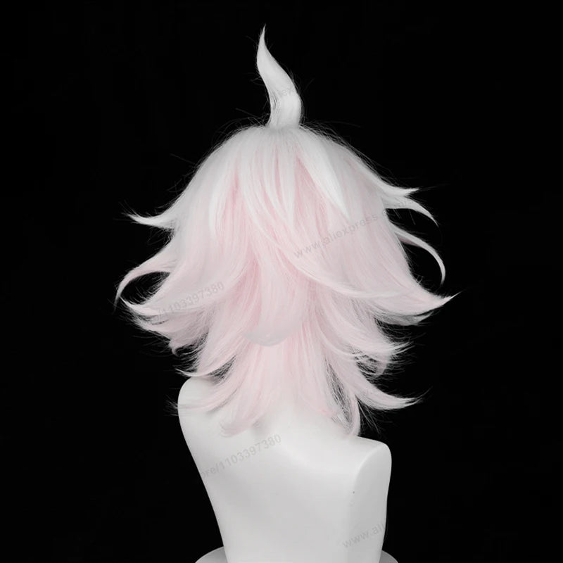 Pink White Gradient Cosplay Wig 37cm Short Synthetic Heat-Resistant Hair for Anime Costume