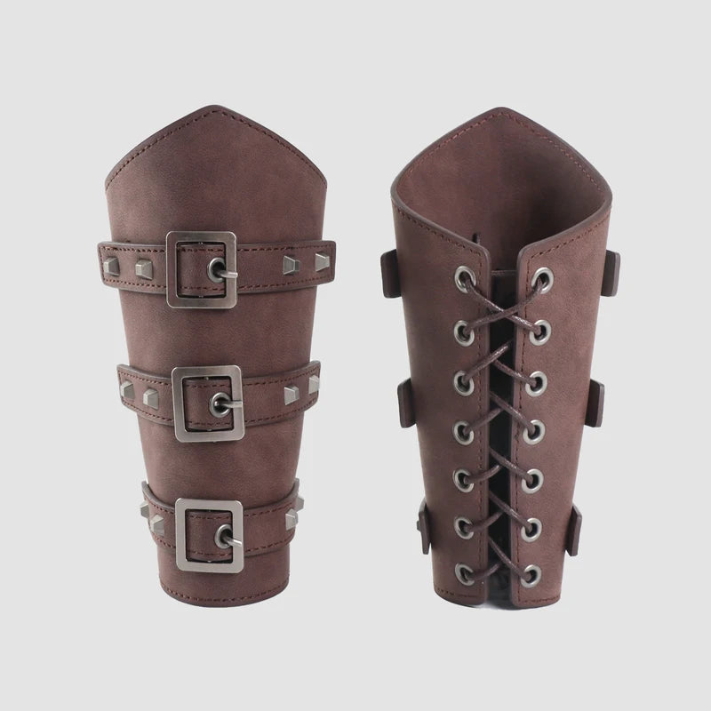 Medieval Arm Warmers Gothic Leather Bracelets Cosplay Wristbands Adjustable
