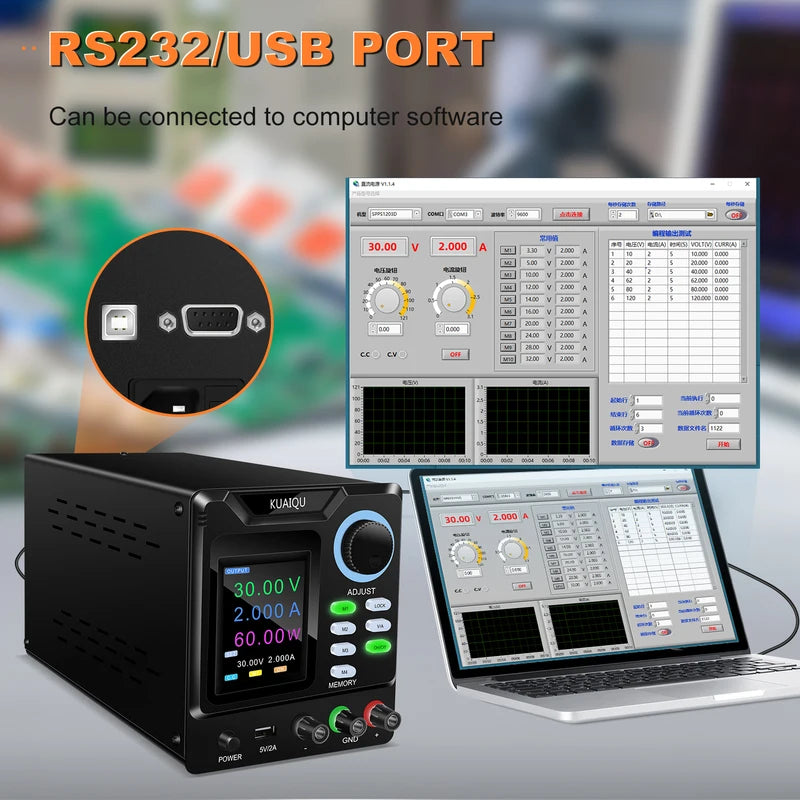 Programmable DC Power Supply 1000V 10A Adjustable Lab Power Supply with RS232