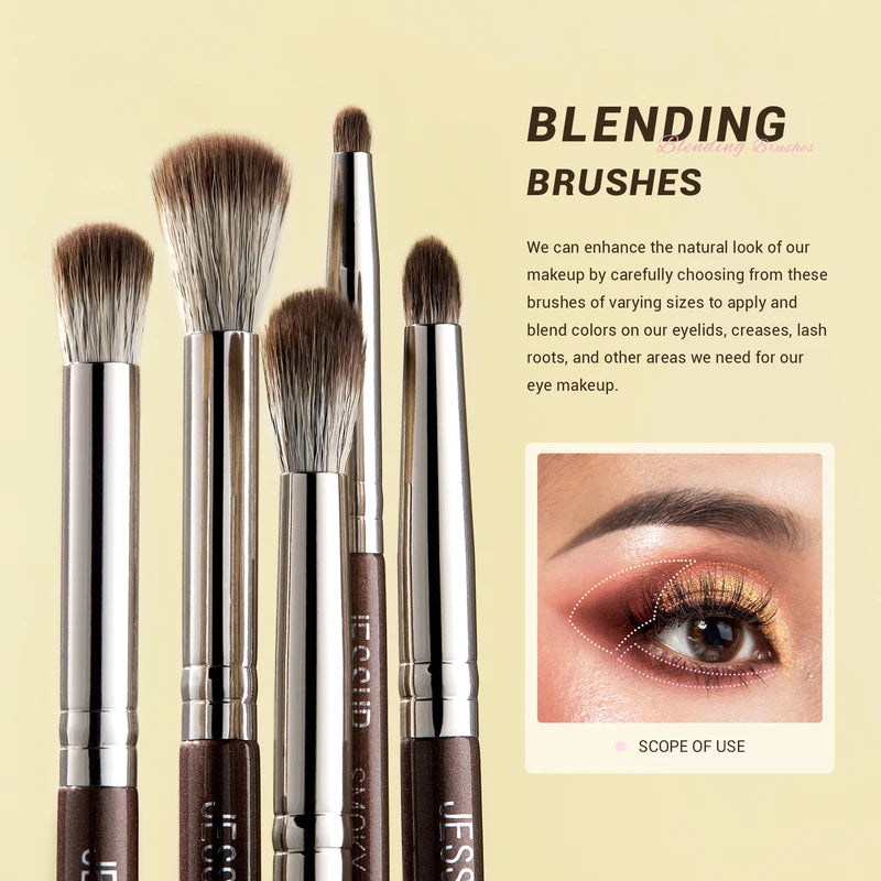 15-Piece Eye Makeup Brush Set with Vegan Fibers for Eyeshadow, Eyeliner & Brows