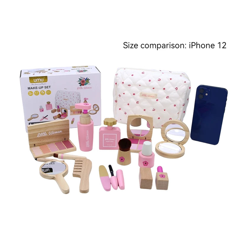 Wooden Pretend Play Makeup Toys Set for Girls - Cosmetology Role Play Kit