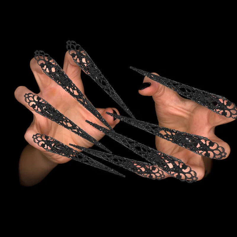 Halloween Nail Claw Tips Set - Fake Fingertip Jewelry for Costumes & Cosplay