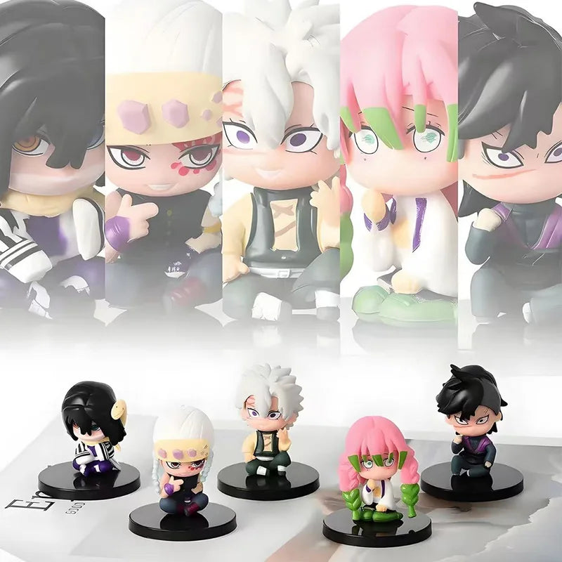 Anime Demon Slayer Sitting Ghost Doll Action Figures - Tanjiro & Inosuke Models