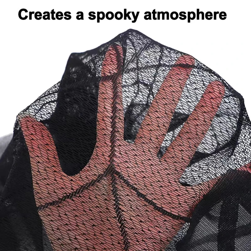 Halloween Lace Curtain Black Bat Spider Tablecloth Fireplace Mantel Cover Home Decor