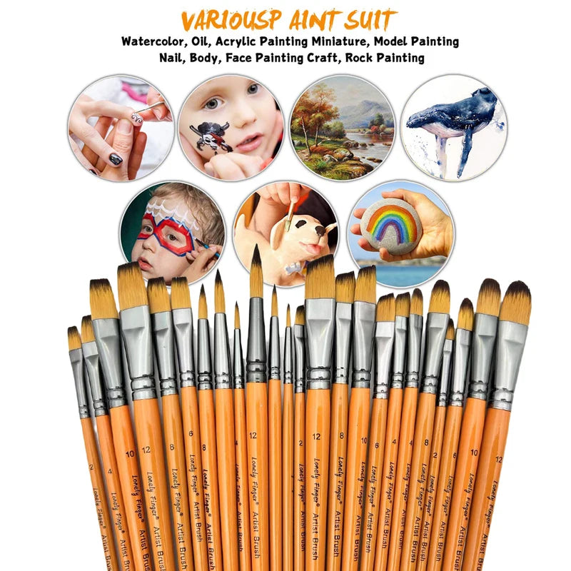 Professional Artist Paint Brush Set - Anti-Shedding Tips for Acrylic Oil Watercolor