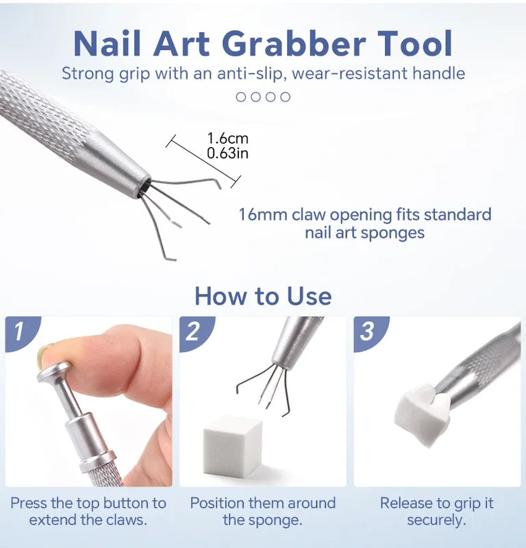 Nail Art Gradient Sponges with Gripper Tool Set for Creative Manicure