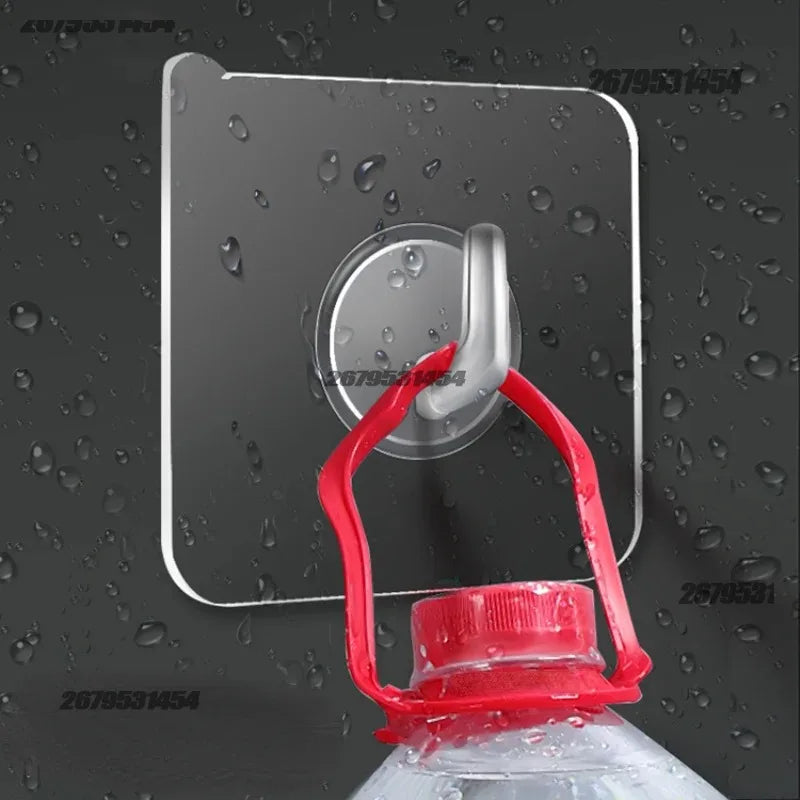 Self-Adhesive Transparent Wall Hooks - Strong Load-Bearing Door & Bathroom Rack