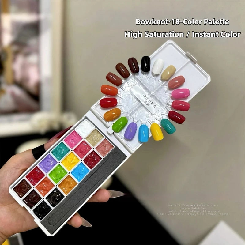 18-Color Butterfly Bow Nail Palette No-Wipe Stamping Gel for Nail Art & Gradient Effects