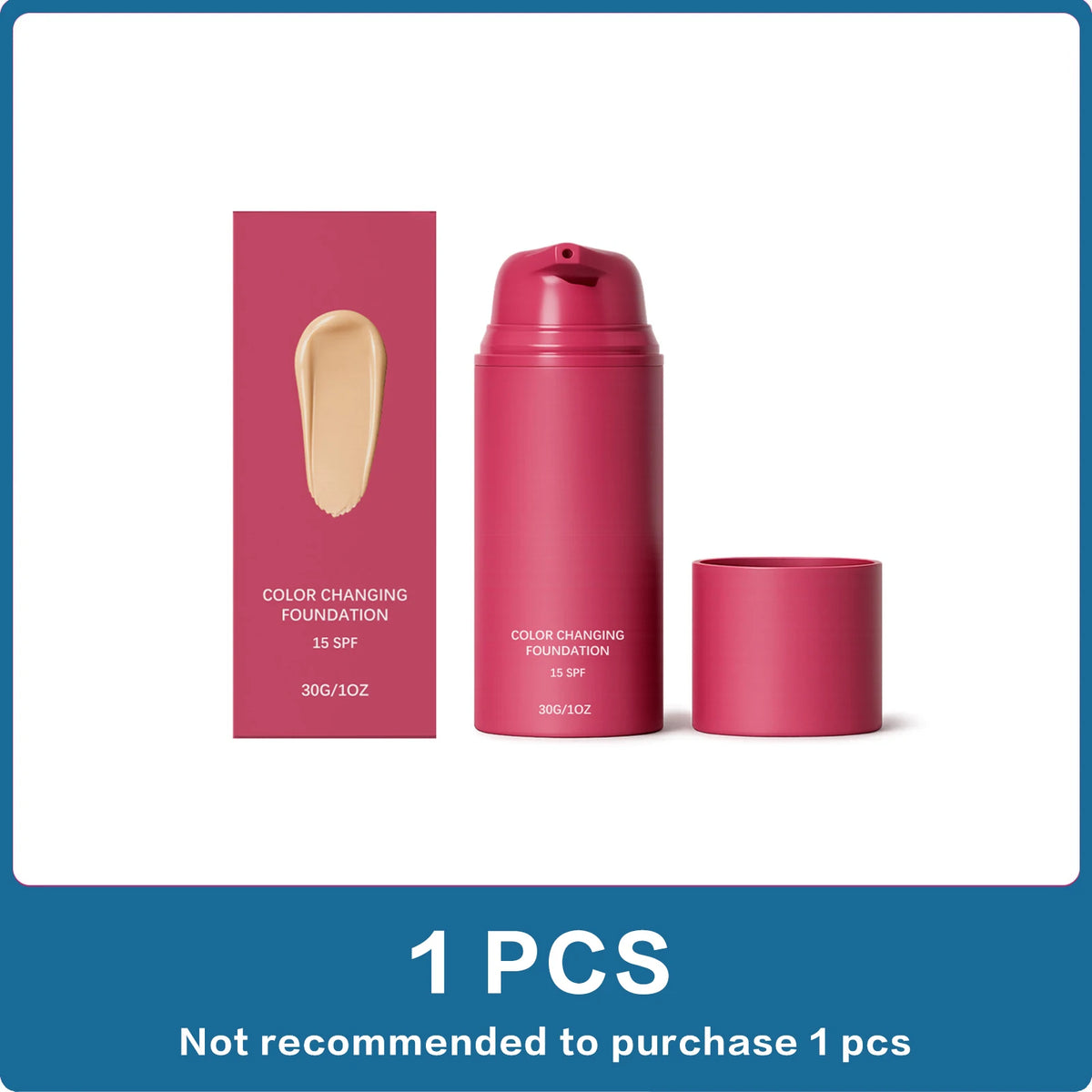 Color Changing Foundation with Long-Lasting Bright Finish - 30g, Natural Skin Tone Adaptation
