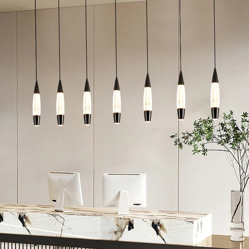 Modern Staircase Chandelier LED Long Wire Pendant Light Black Gold for Living & Dining