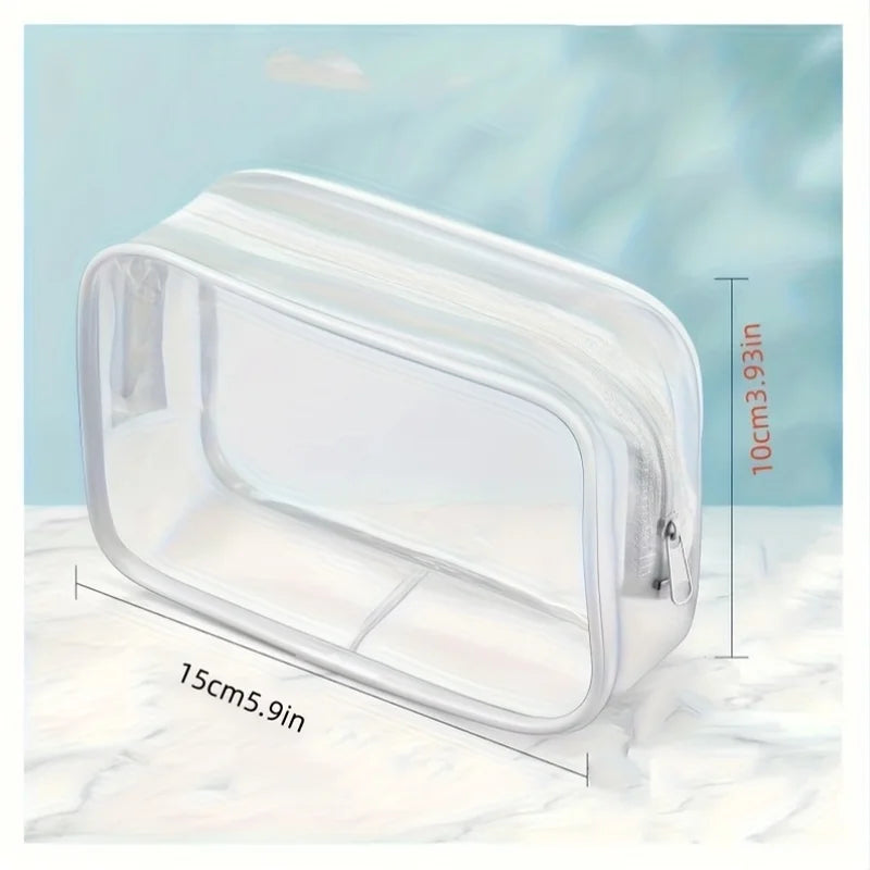 6pcs Transparent Makeup Bags with Leakproof Zipper Travel & Bathroom Organizers