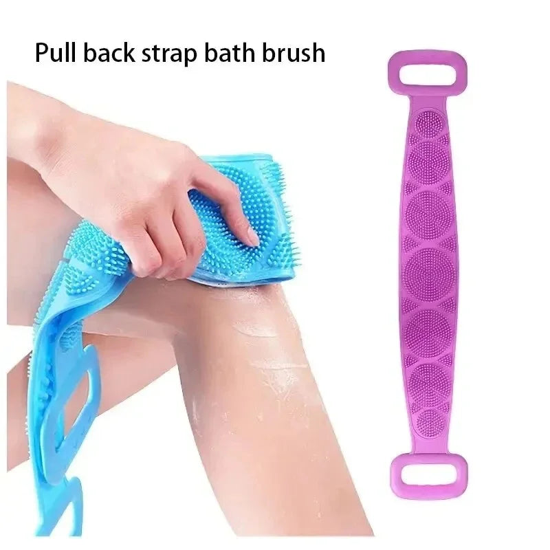 Silicone Body Sponge Brush Exfoliating Shower Scrubber with Extended Reach