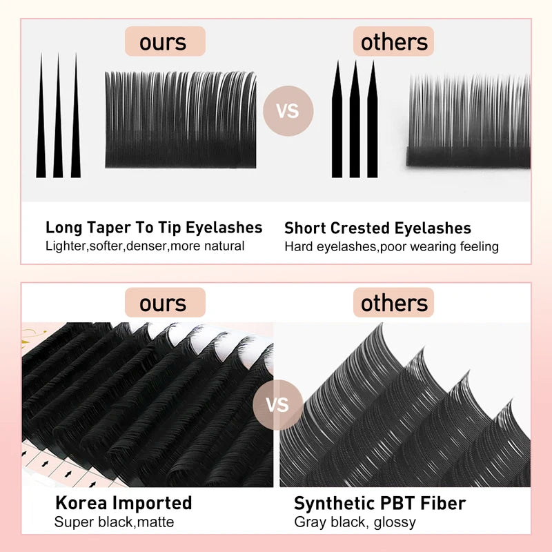 Eyelash Extension Volume Lashes 8-15mm C/D/CC/DD Curl Faux Mink Cashmere for Professionals