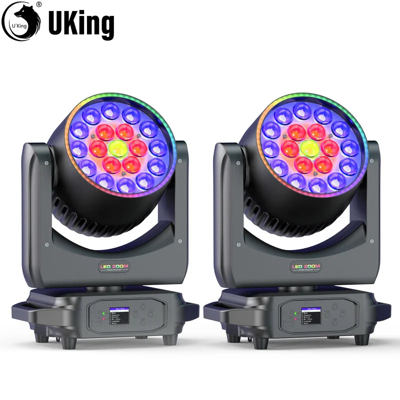220W RGBW LED Moving Head Stage Lights with Zoom & Light Strip for DJ KTV Party