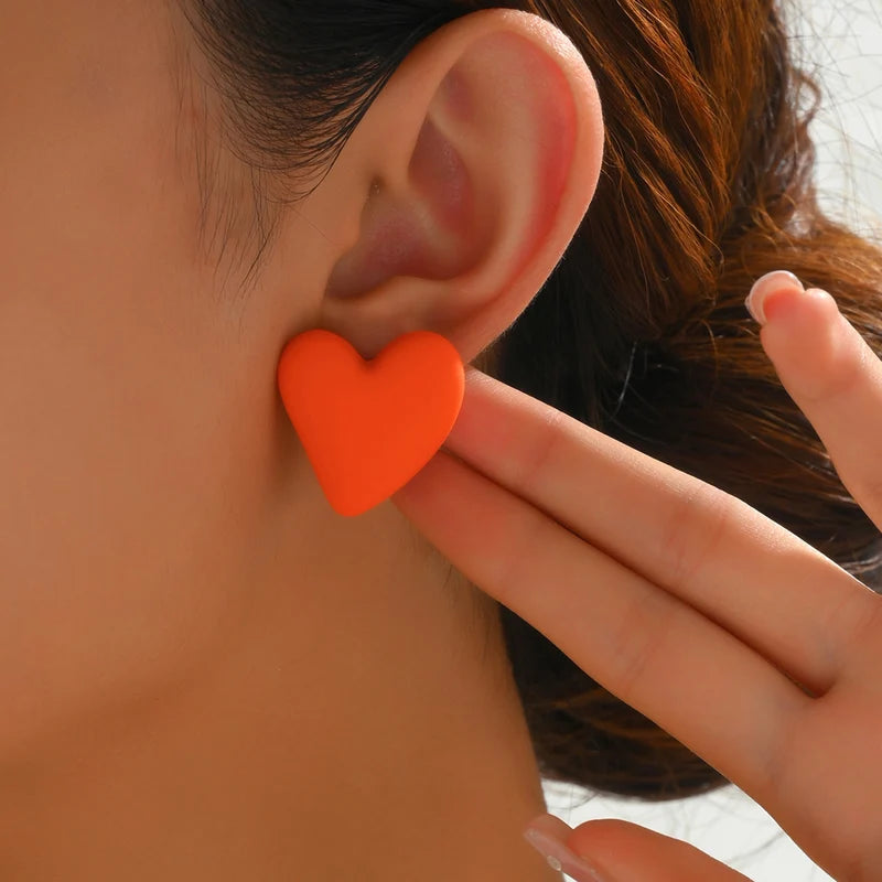 Candy Color Acrylic Heart Geometric Earrings - Simple Party Jewelry for Women