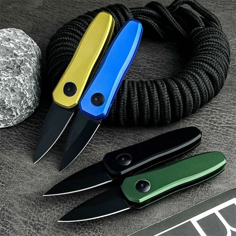 Mini Folding Camping Knife with 8Cr13MoV Blade & Aluminum Handle - Portable Outdoor EDC Tool