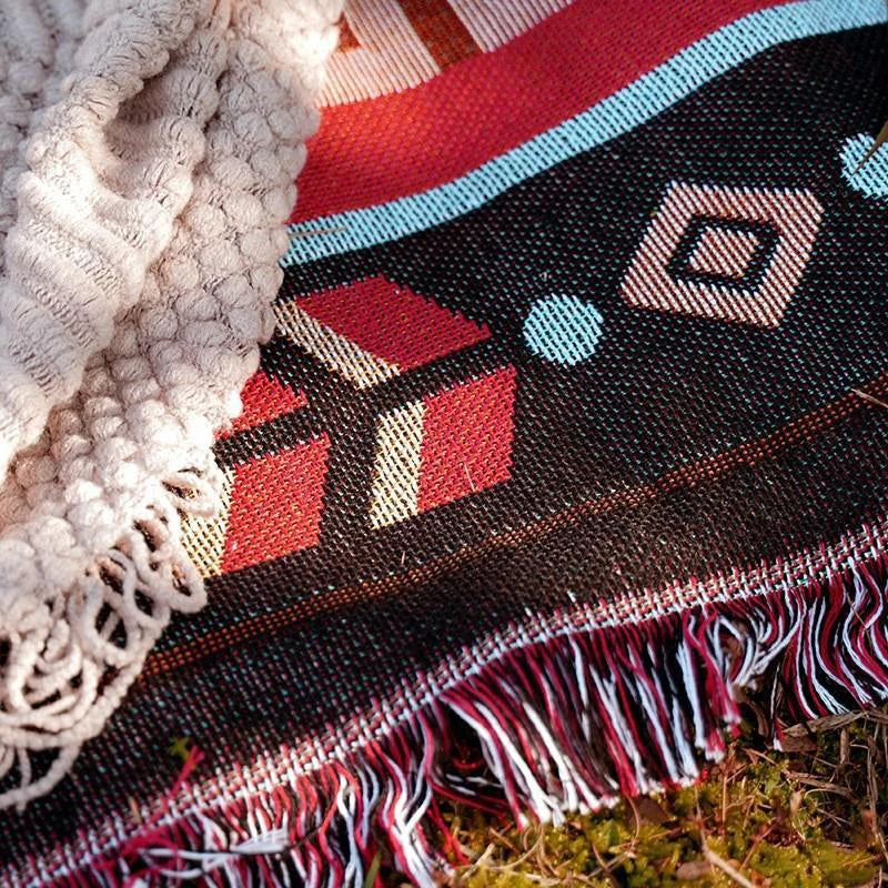 Outdoor Picnic & Beach Mat Set - Bohemian Style Multi-Use Cloths for Camping, Balcony & Valentine’s Day Decor