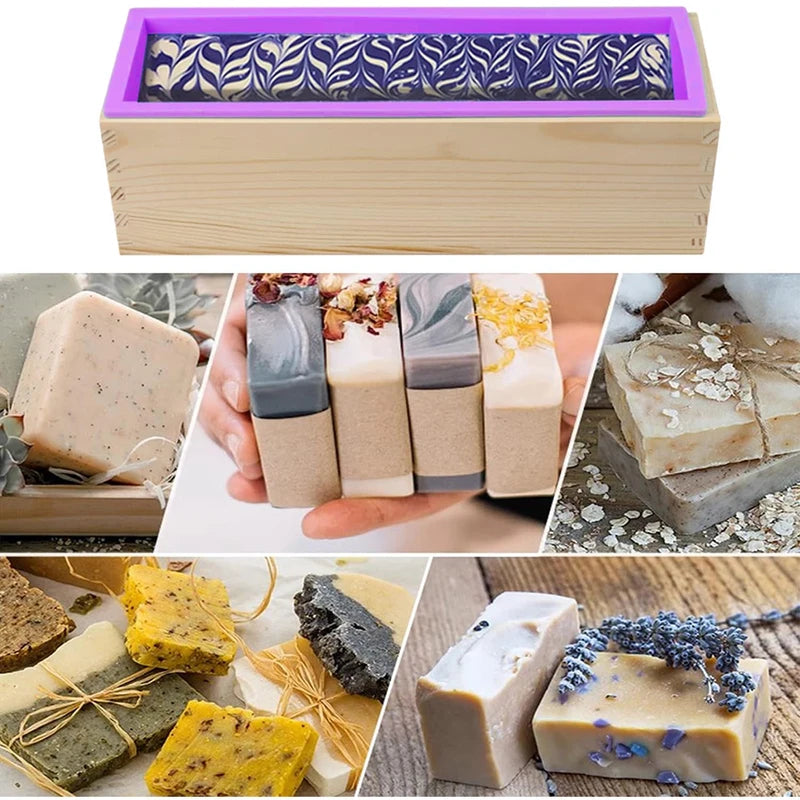 Flexible Wooden Box Soap Mold Kit 600ml Rectangular Loaf DIY Candle & Cake Making