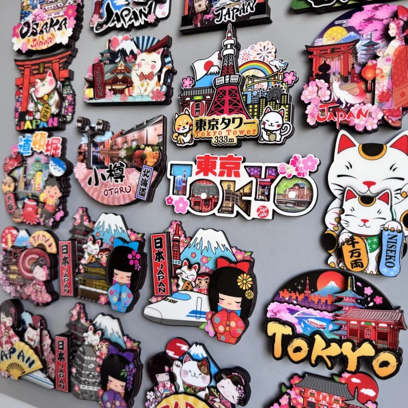 Japanese Landmark Refrigerator Magnets Set - Osaka Mount Fuji Tokyo Tower Hakone