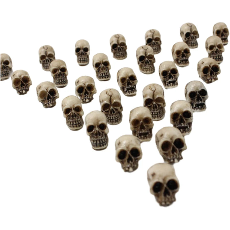 Mini Skull Figurine Set - Halloween Decorative Skeleton Models for Garden & Home