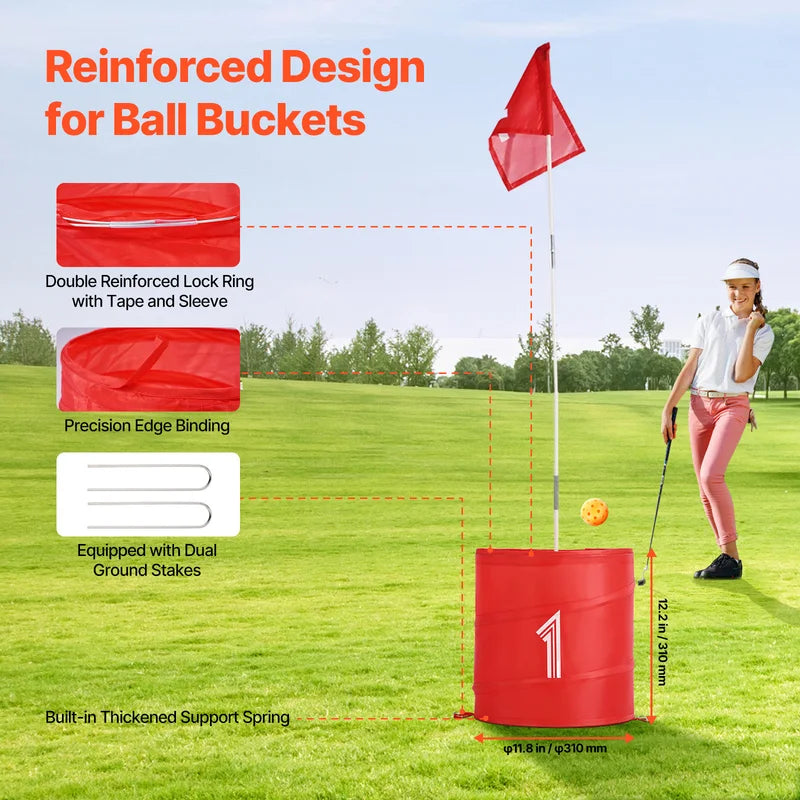 Portable Backyard Golf Game Set with 3 Holes and Accessories for Family Outdoor Fun