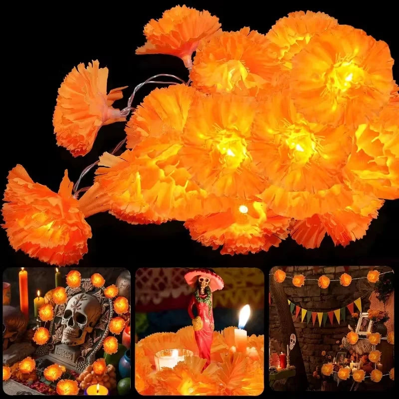 5 Ft LED Marigold String Lights for Festival & Holiday Decor
