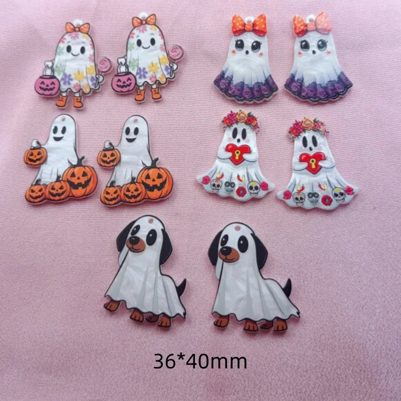10pcs Acrylic Ghost Pendant Jewelry Making Supplies - Earrings, Necklaces, Keychains