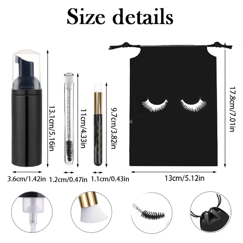Eyelash Extension Remover Set with Mousse Brush - Non-Irritating Makeup Cleanser