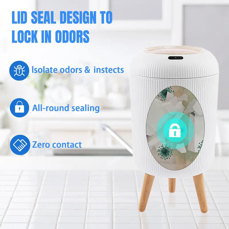 Automatic Motion Sensor Trash Can with Lid - Small Touchless Garbage Bin for Kitchen Bathroom Bedroom Office