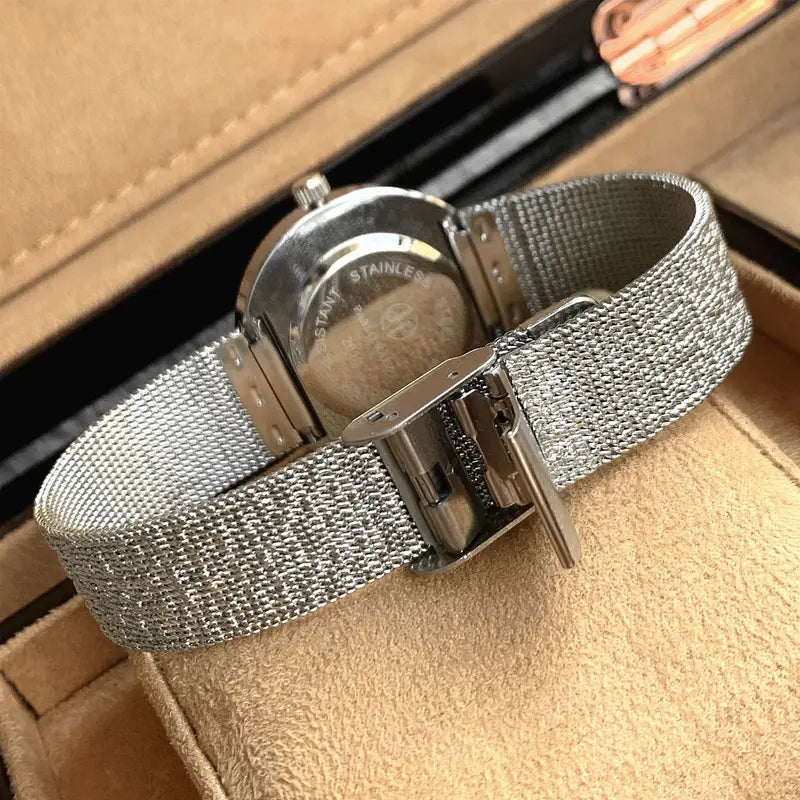 Women's Water-Resistant Quartz Watch with Adjustable Milanese Strap - Multiple Colors