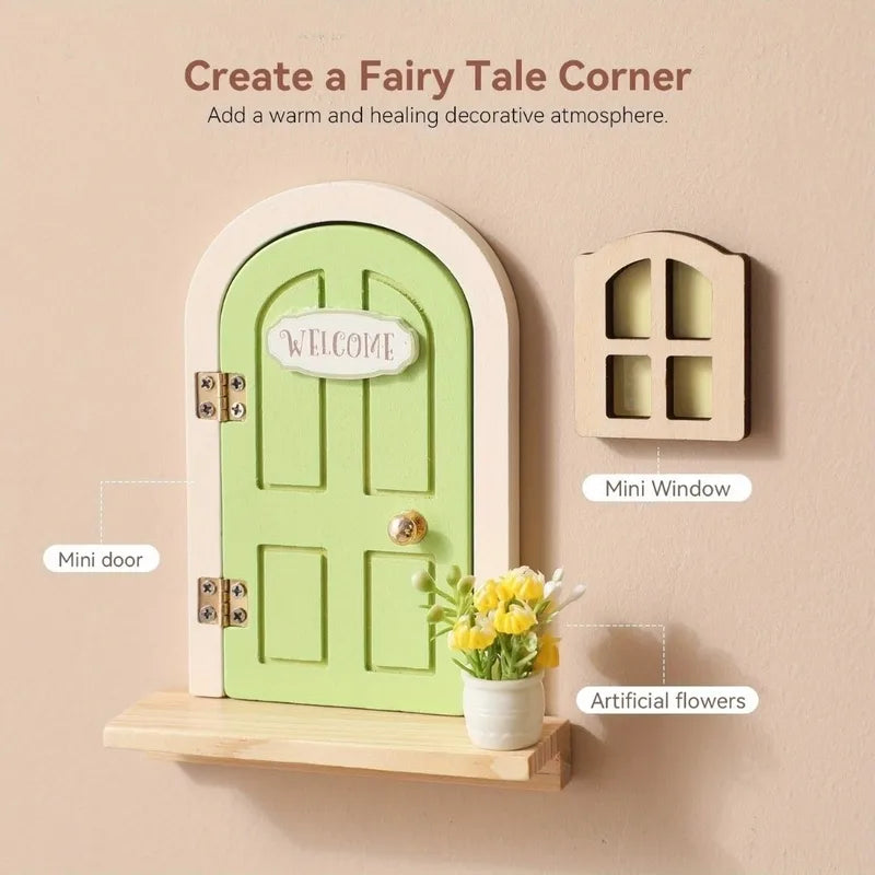 Glow-in-The-Dark Fairy Elf Door Wooden Miniature Home Decor - Creative Mouse Hole Design