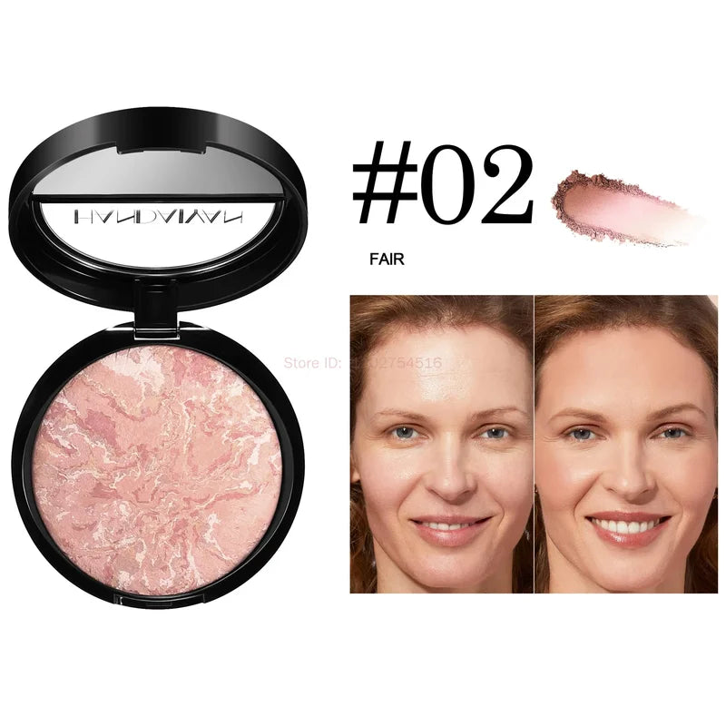 Oil-Control Luminous Setting Powder with Marble Baked Finish - Brightening Face Powder Compact Foundation Makeup