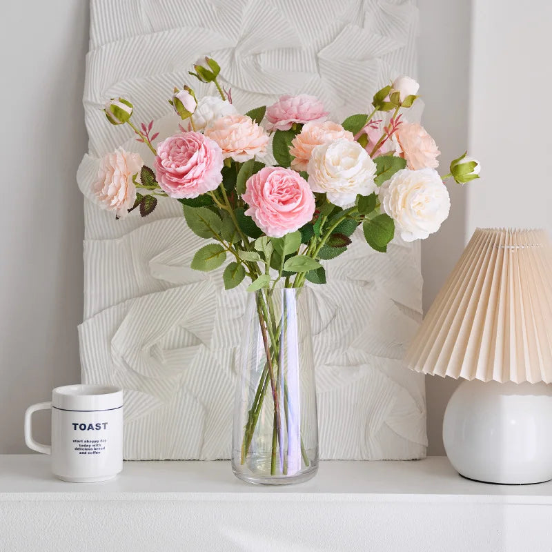 Artificial Silk Rose Flower Bridal Bouquet Fake Peony Wedding Table Decoration