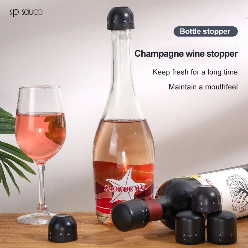 Mini Stainless Steel Wine & Champagne Bottle Stoppers Leak-Proof Preservation Caps