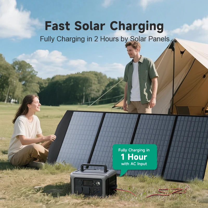 Portable Power Station 600W 299Wh Solar Generator with AC USB Output for Camping RV Home