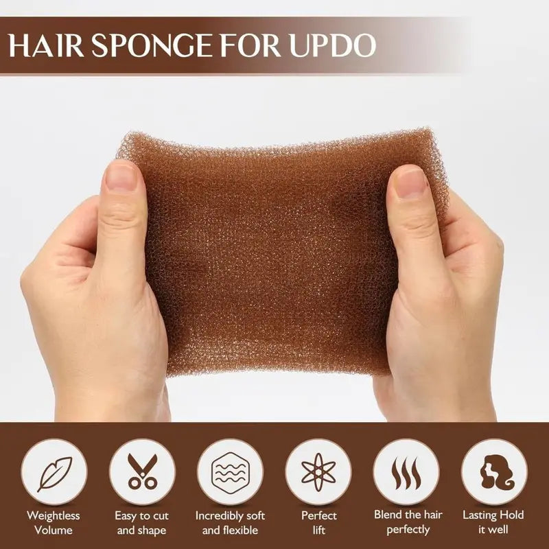 Hair Volume Sponge & Styling Clips Set for Updos - Soft Foam Padding for Hair Volume