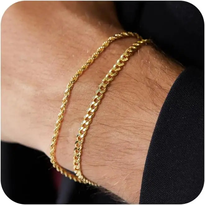 Stainless Steel Chain Bracelet Set for Men Waterproof Cuban Link Jewelry Gifts
